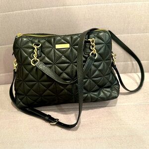 Kate Spade Black Quilted Handbag with handles and strap Like New